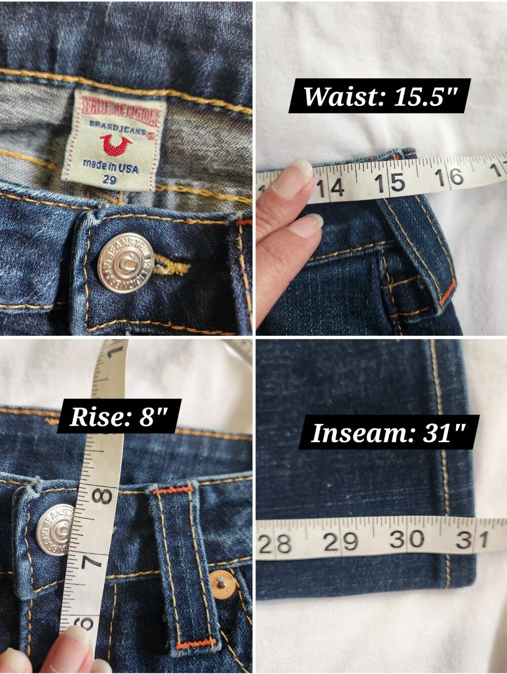 Vintage True Religion Joey Flap Pocket Twisted Seam Low Rise Flare Jeans Size 29 - Picture 12 of 12